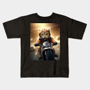 Kitty Moto Race Kids T-Shirt